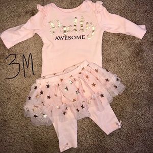Baby girl- lightpeach long sleeve onesie/tutu set